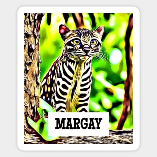 Artistically Rendered Margay in Natural Habitat Sticker